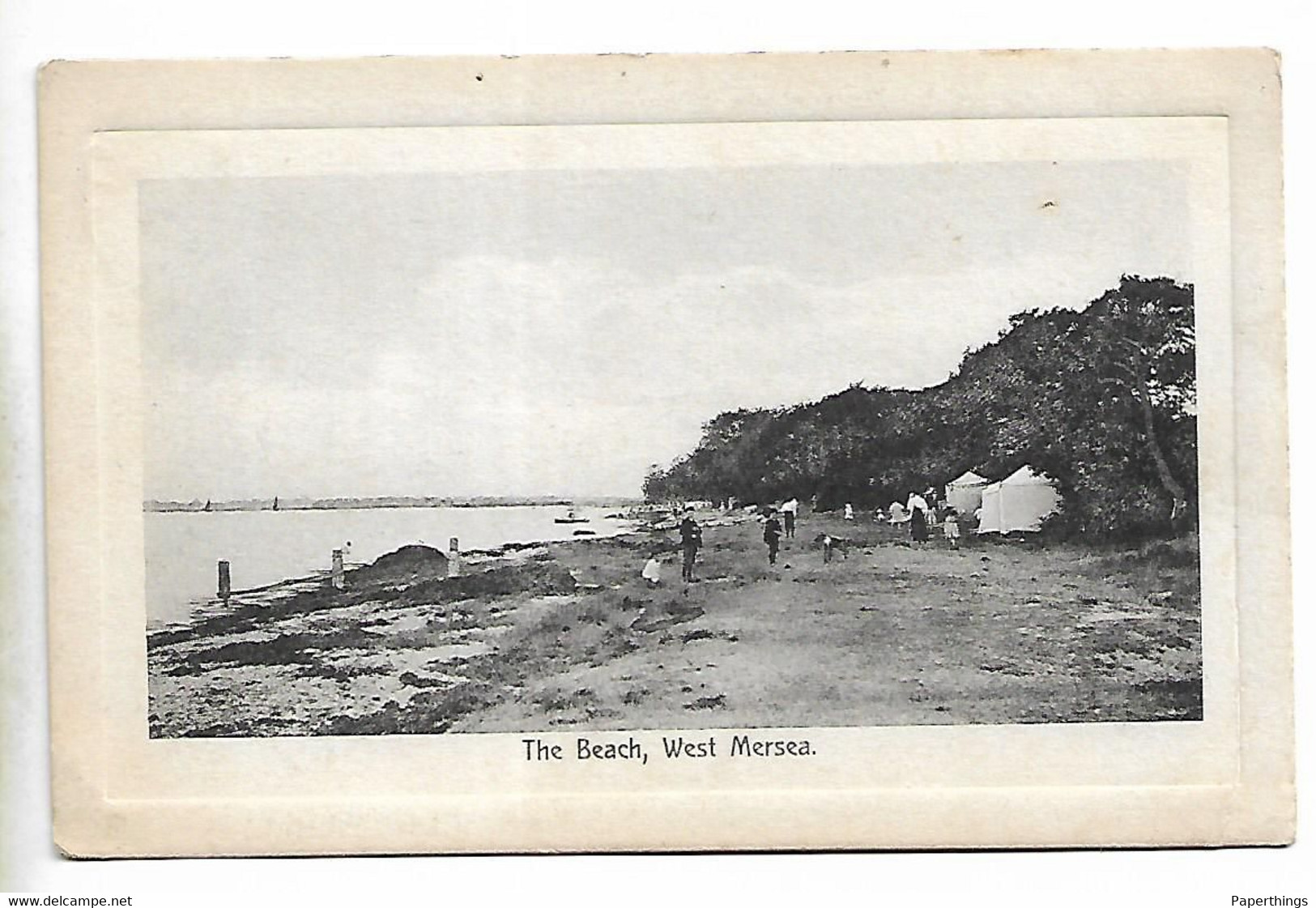 Early Postcard, West Mersea Beach, Tents, People, Landscape, Coastline, 1915. - Colchester