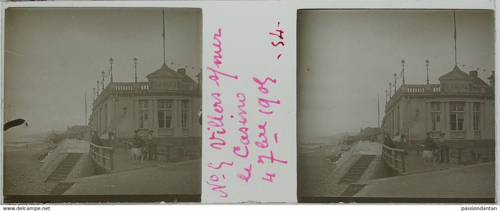 Plaque De Verre Stéréoscopique Positive - Calvados - Villers Sur Mer - Le Casino - Glass Slides