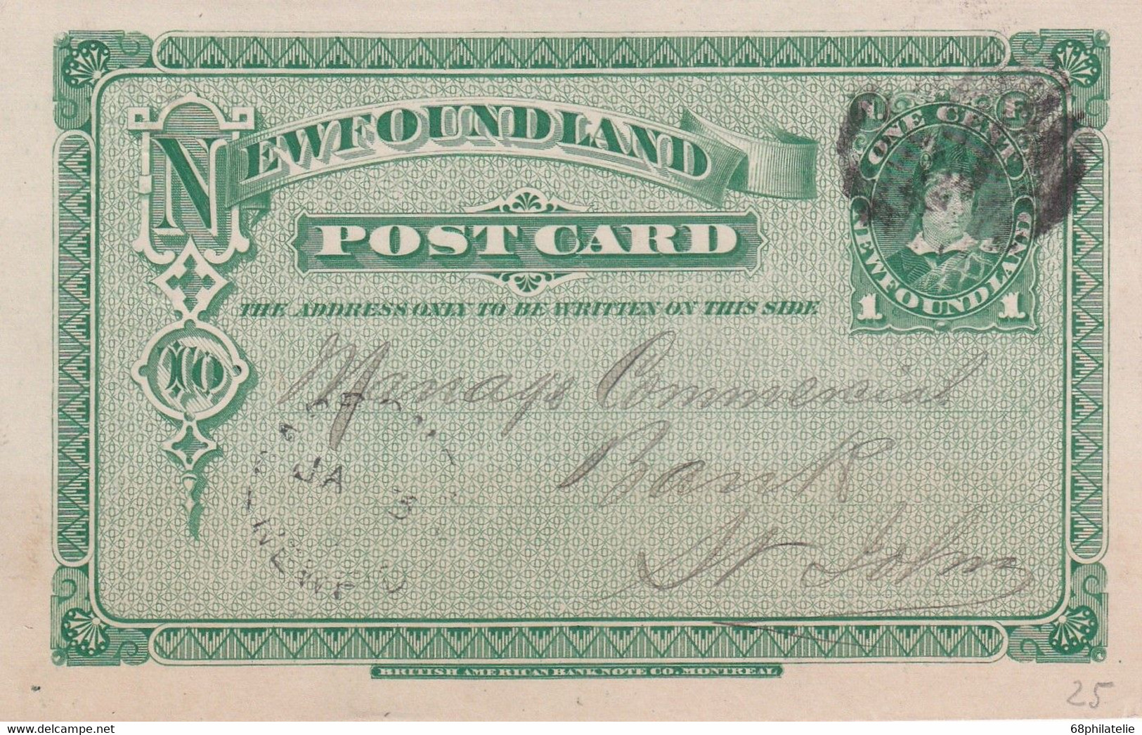 TERRE-NEUVE 1891  ENTIER POSTAL/GANZSACHE/POSTAL STATIONARY  CARTE - Enteros Postales