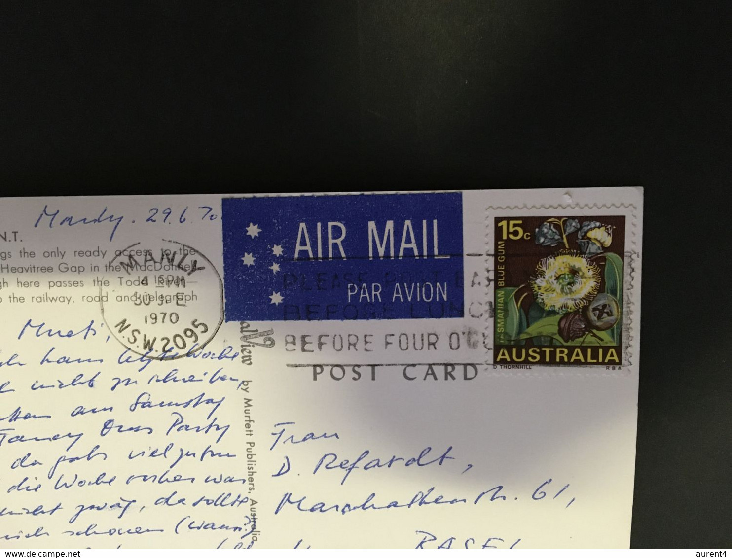 (NN 14) Australia - (with Stamps) - NT - Heavitree Gap (posted 1970) - Posted To Switzerland - The Red Centre
