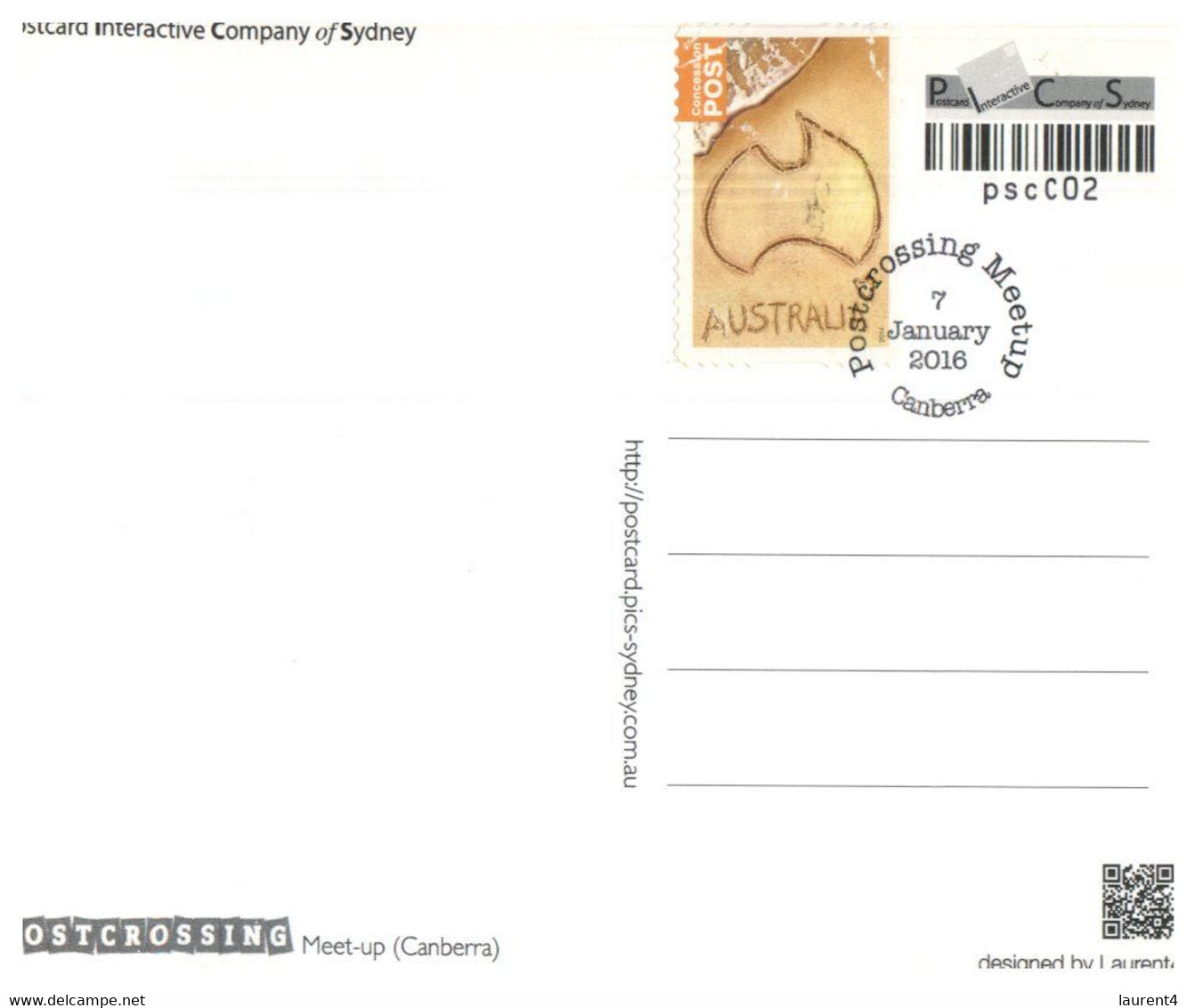 (NN 14) POSTCROSSING - Canberra Meet-up (with Stamp - 7 Jan 2016 Postmarking) - Canberra (ACT)