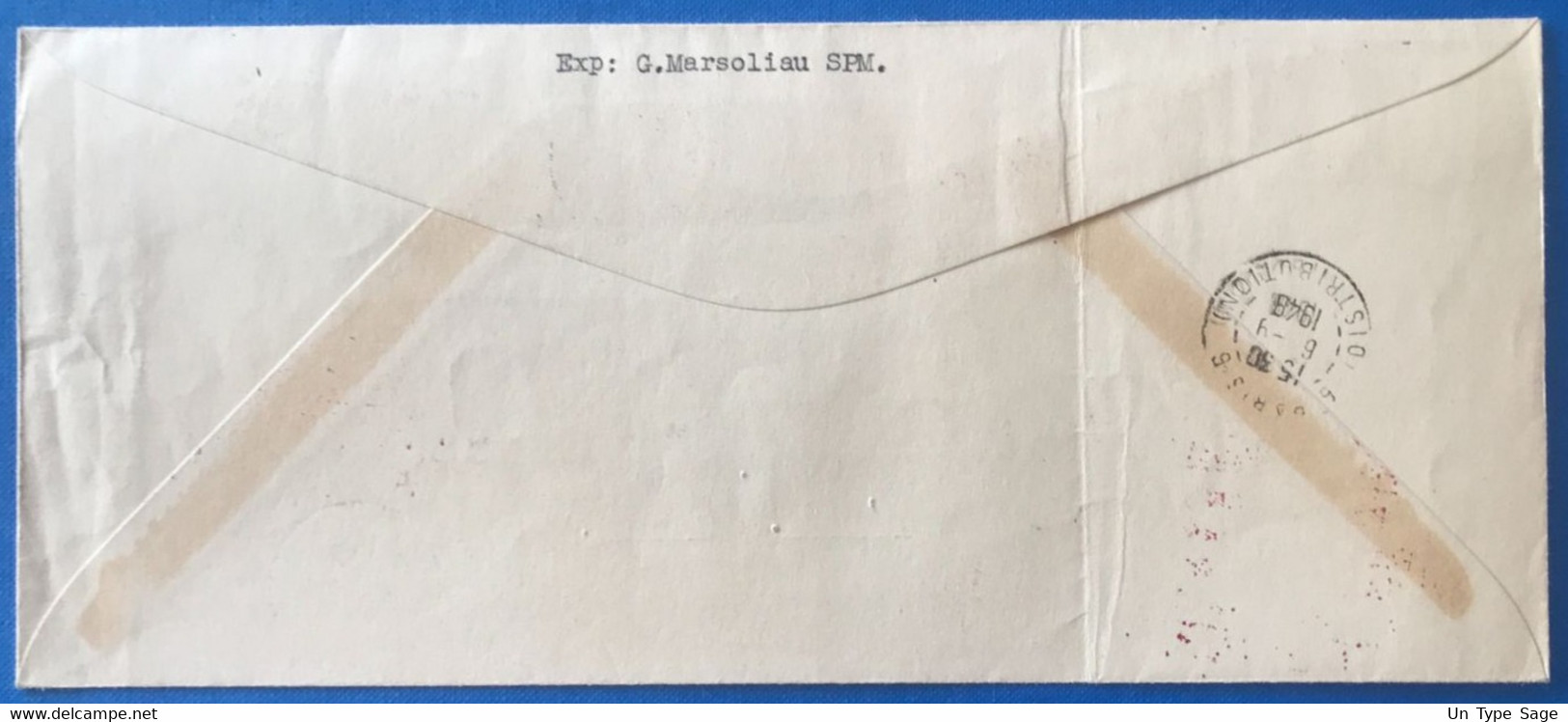 Saint Pierre Et Miquelon, Enveloppe 1er Liaison Postale Aérienne 31.8.1948 - SPM, Canada, USA, France - (L136) - Brieven En Documenten