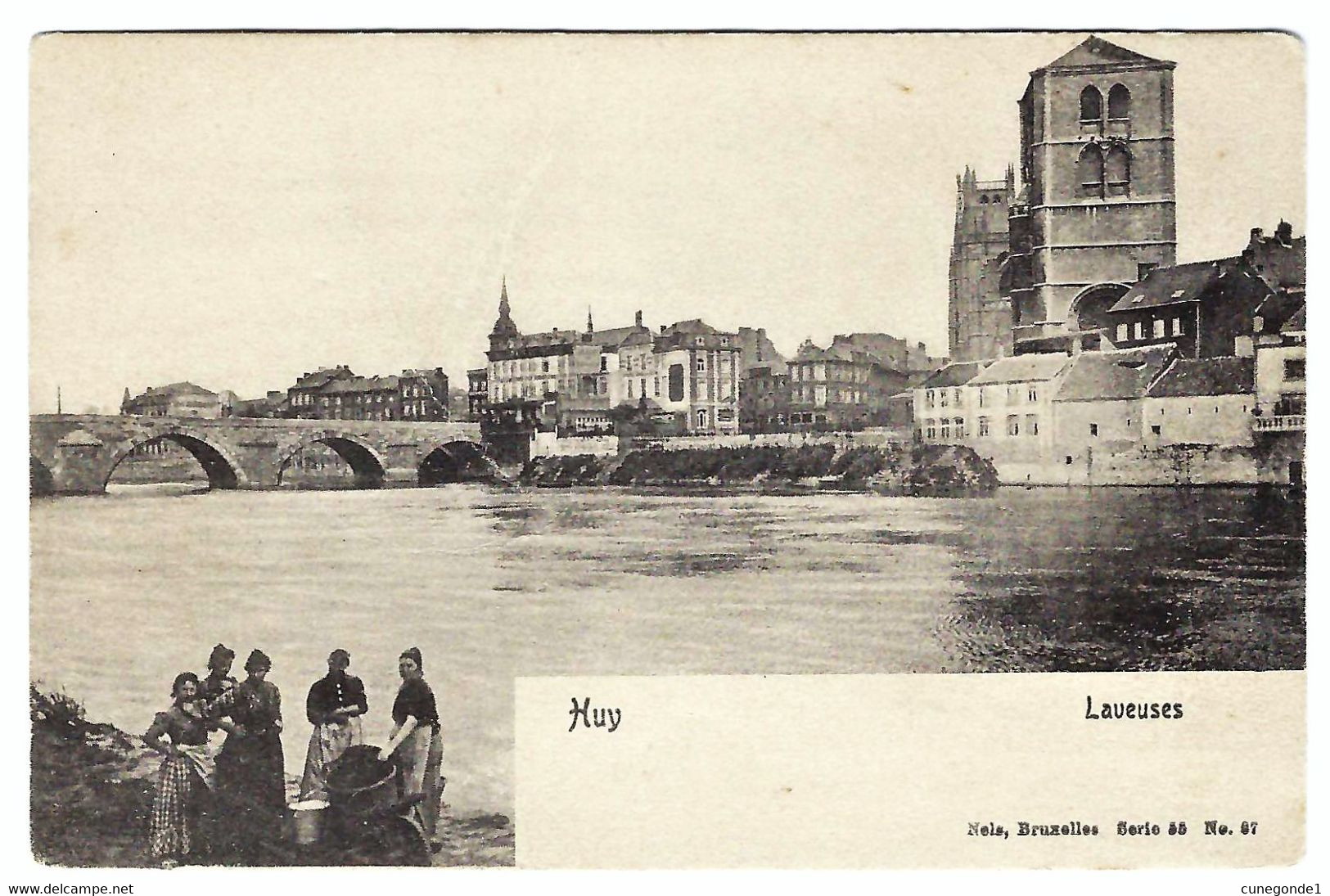 HUY / HOEI : Laveuses ( La Meuse Et Paysage Ville à L'arrière Plan ) PUB Renaux Farine Lactée - Nels Série 55 N° 97? - Huy