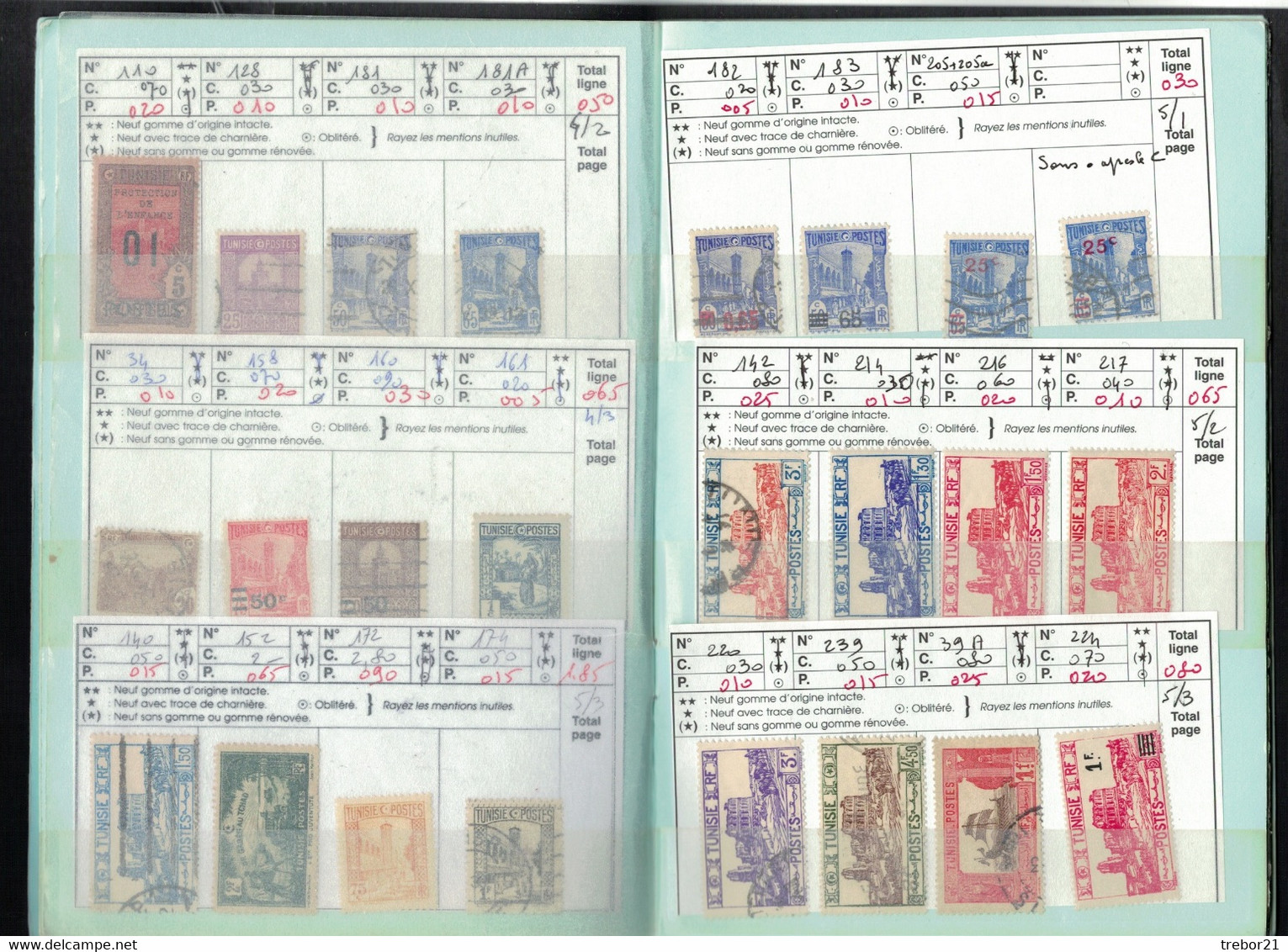 TUNISIE - Cote Yvert = 176 €uros - Collections (en Albums)