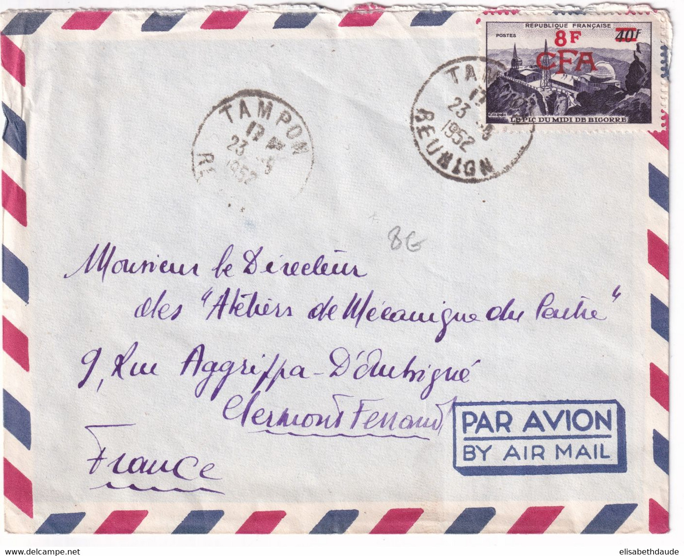 REUNION - 1952 - SEUL Sur LETTRE De TAMPON ! => CLERMONT-FERRAND - Cartas & Documentos