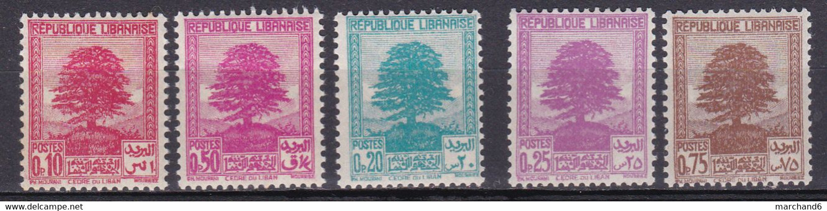 Grand Liban 1937 Cèdre Du Liban 1940  N°150-151-167-168-169 Neuf*charnière - Unused Stamps