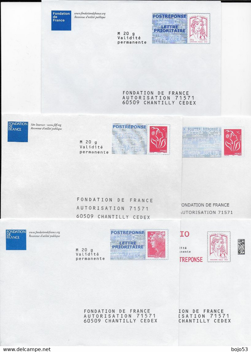 FONDATION DE FRANCE-   Lot De 5 Enveloppes Différentes - Prêts-à-poster:  Autres (1995-...)