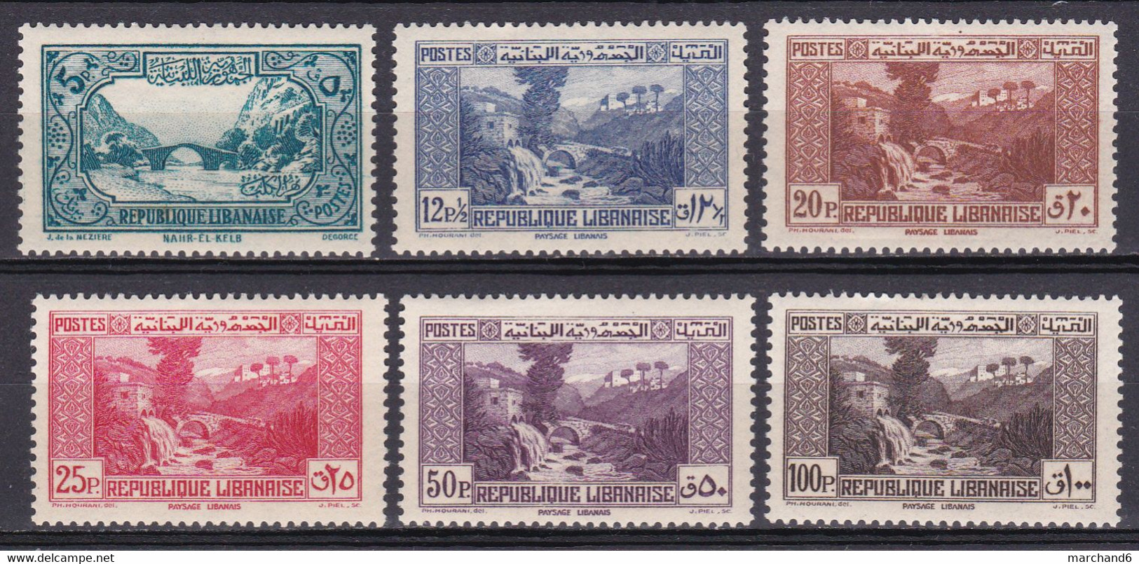 Grand Liban 1940 Paysages  N°170-171-172-173-174-175 Neuf*charnière - Neufs