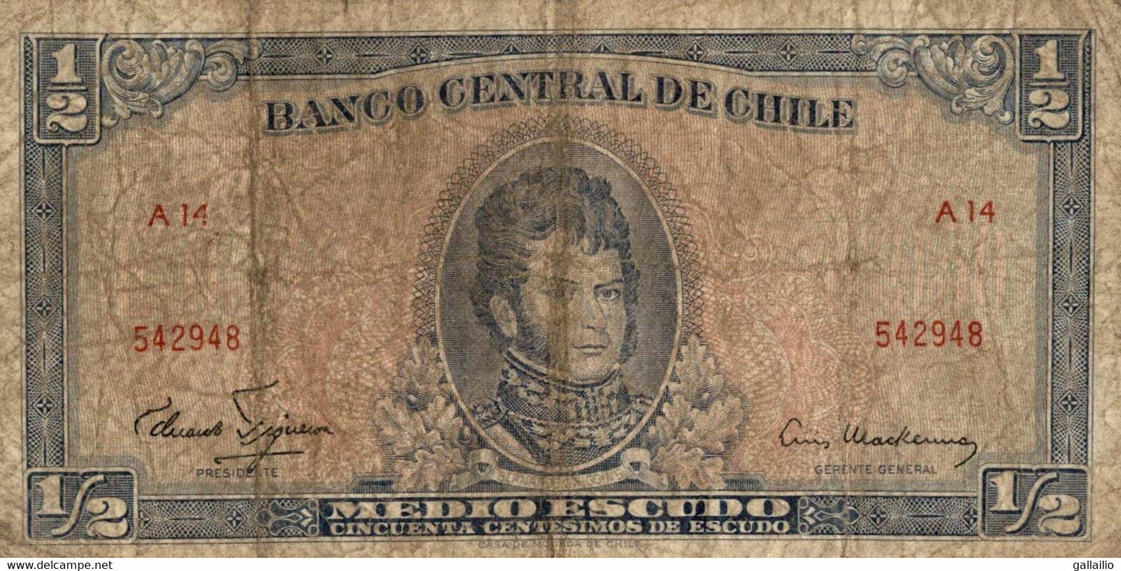 BILLET  CHILI 1/2 ESCUDO - Chili