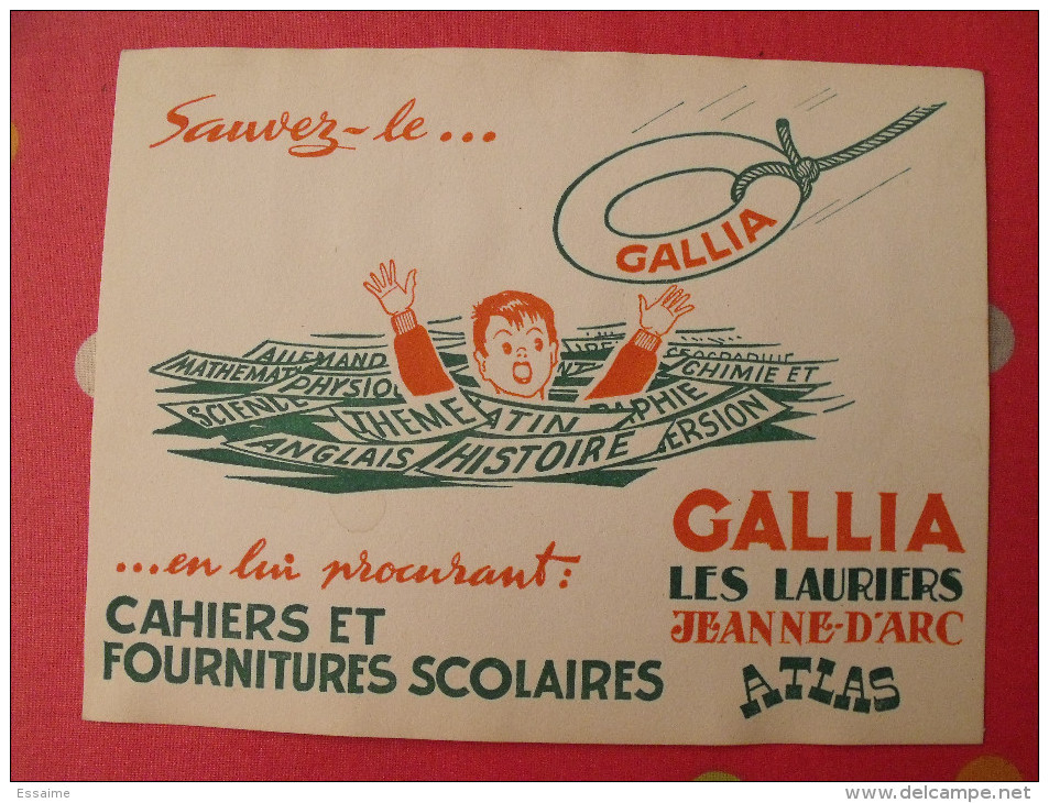 Buvard Gallia Atlas Jeanne D'arc Les Lauriers Cahiers Fournitures Scolaires. Vers 1950 - Papeterie