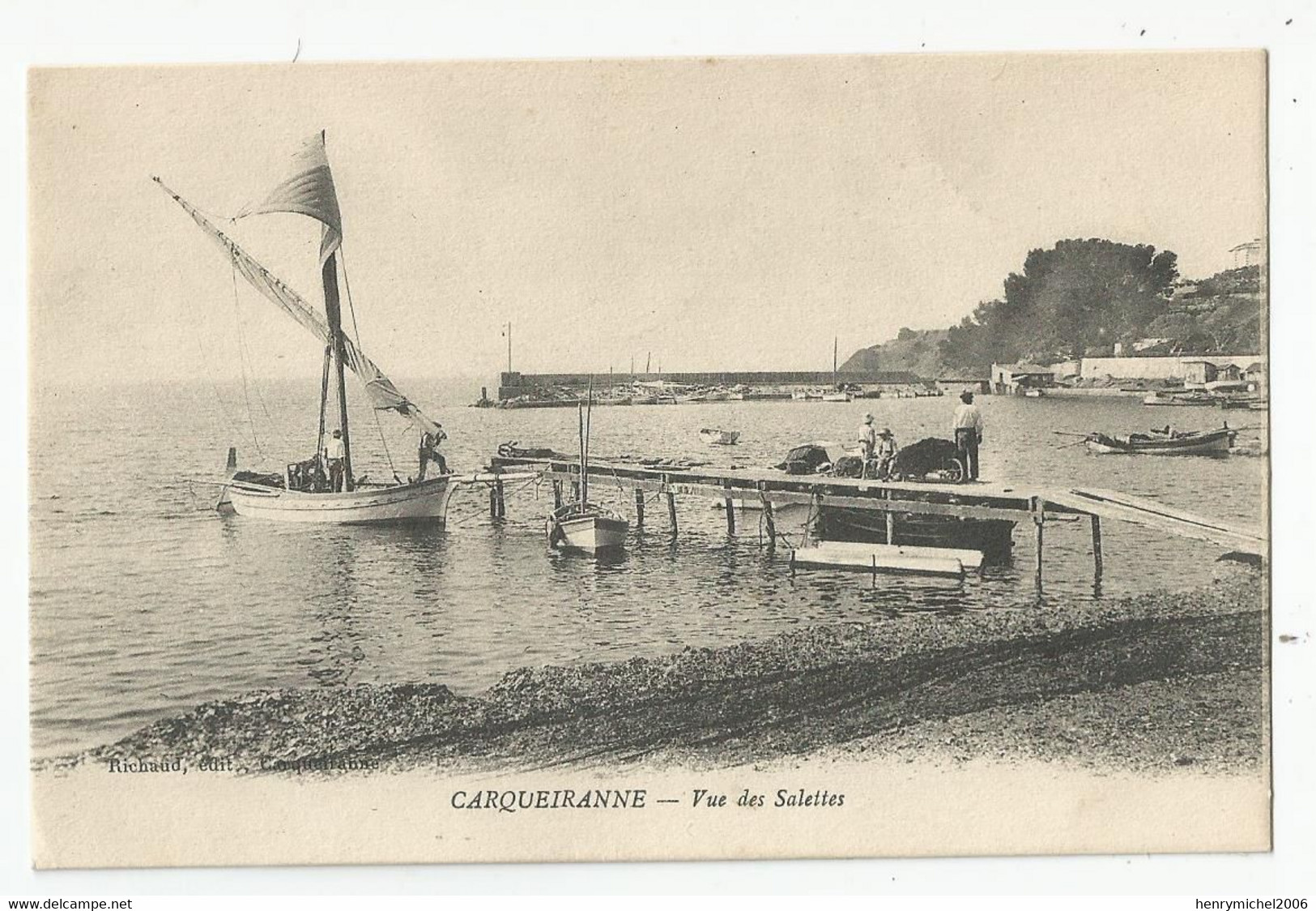 83 Var Carqueiranne Vue Des Salettes Bateau Voilier De Peche 1916 - Carqueiranne