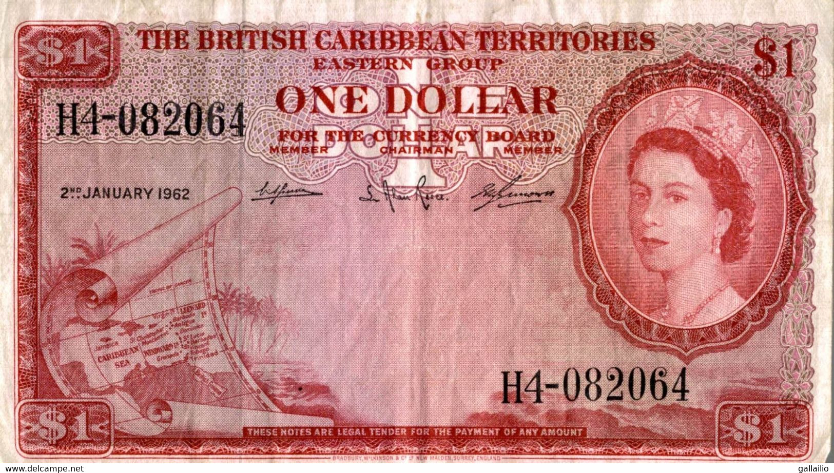BILLET BRITISH CARIBBEAN TERRITORIES 1 DOLLAR 1962 - East Carribeans