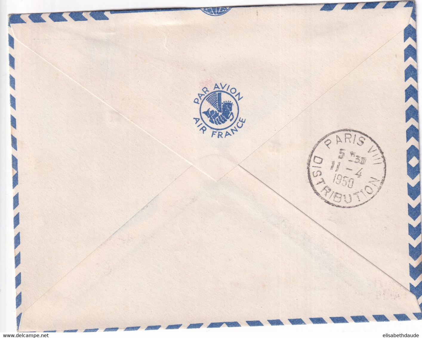 OCEANIE - 1950 - ENVELOPPE RECOMMANDEE De PAPEETE (TAHITI) - 1° VOL AIR FRANCE => PARIS - Storia Postale