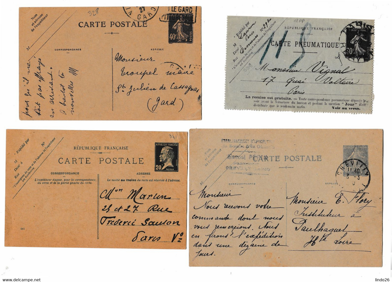 LOT entiers postaux France