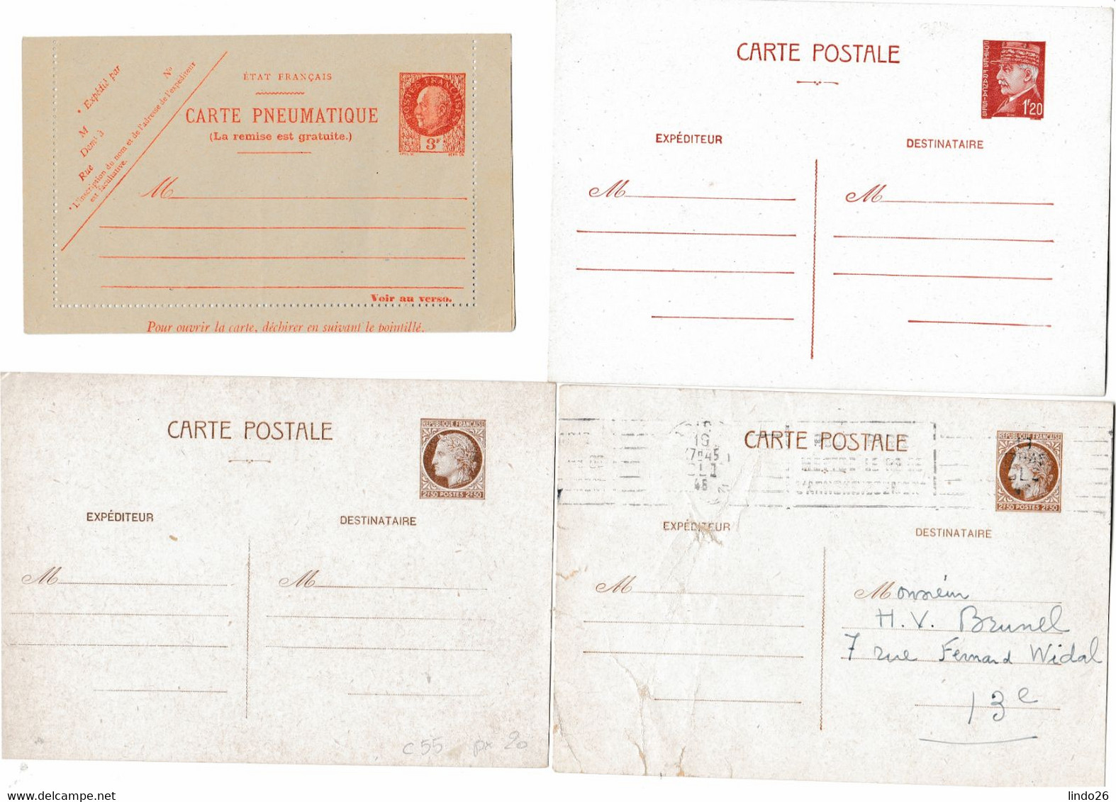 LOT entiers postaux France