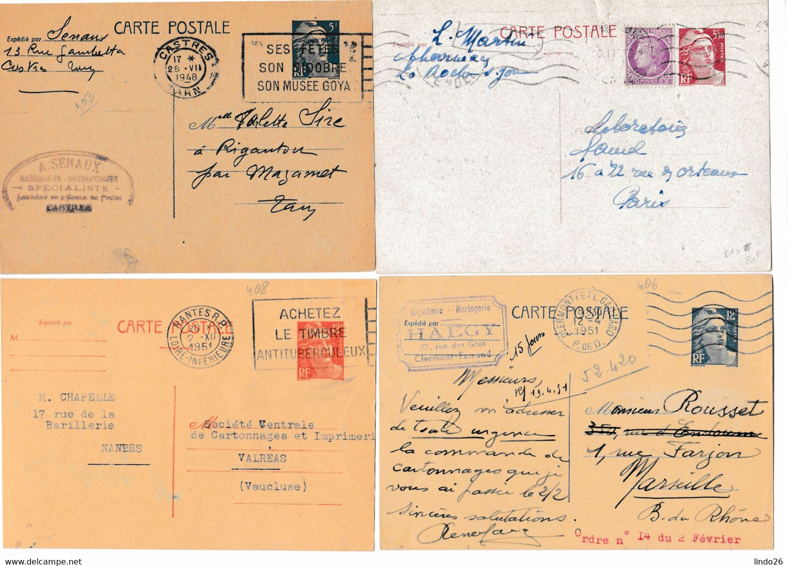 LOT entiers postaux France