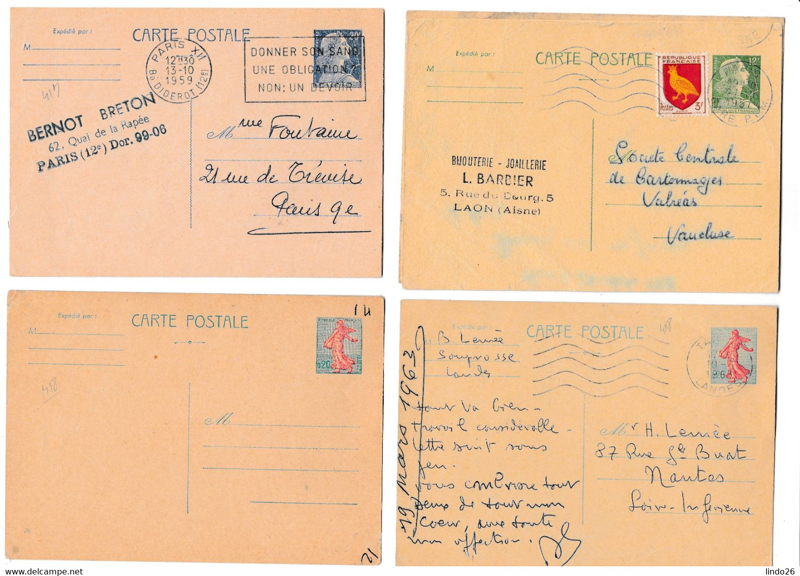 LOT entiers postaux France