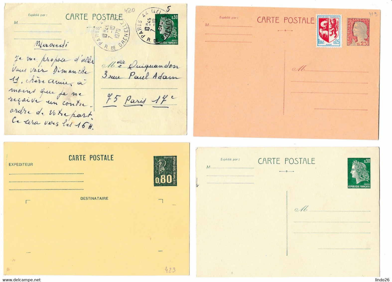 LOT entiers postaux France