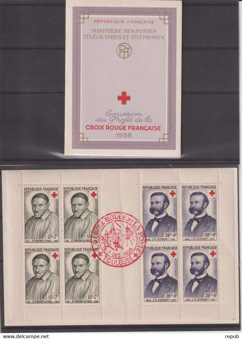 France Carnet Croix Rouge 1958 Oblitération Toulouse 1958 - Cruz Roja