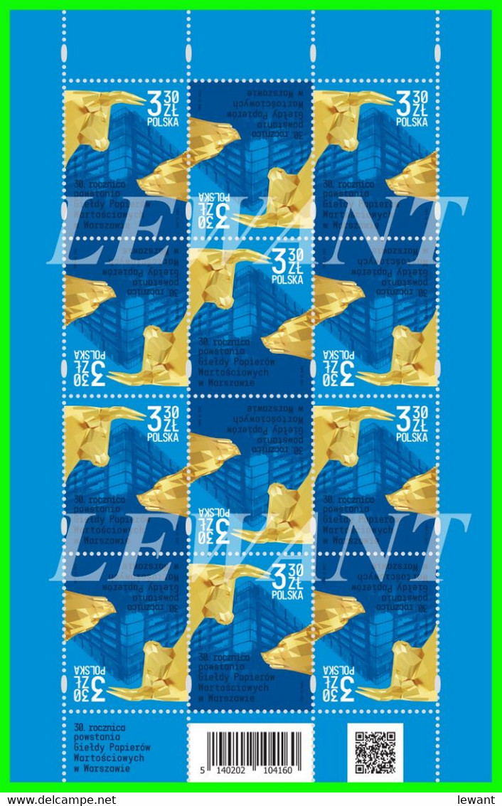 2021.04.16. 30th Anniversary Of The Warsaw Stock Exchange (bull And Bear) Sheet Tête-bêche MNH - Nuevos