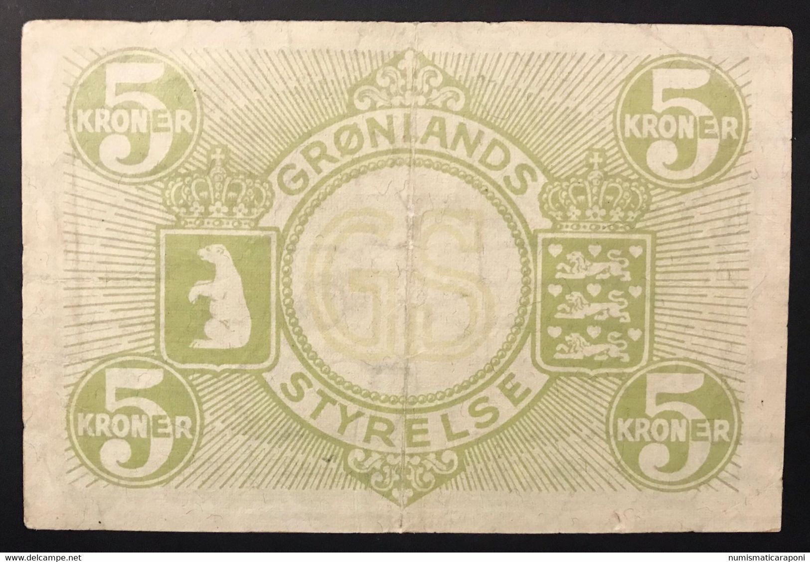 Gronlands Groenlandia 5 Kroner 1945 Pick#15a  LOTTO 1065 - Groenlandia