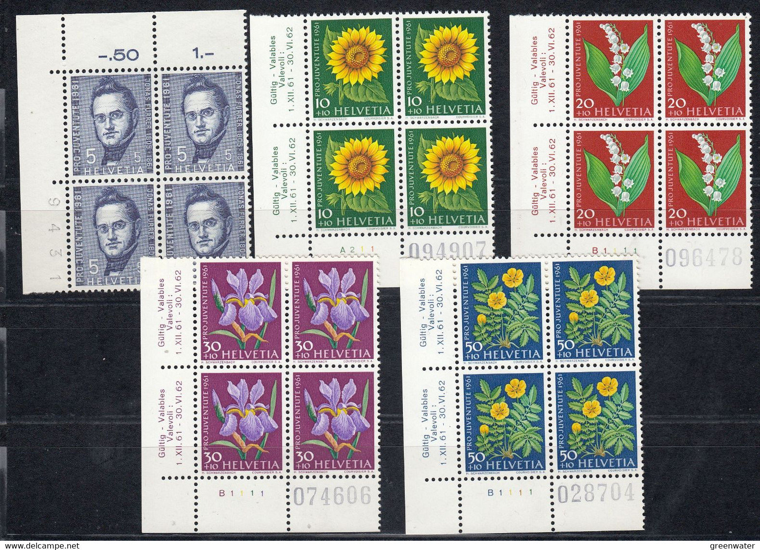 Switzerland 1961 Pro Juventute 5v Bl Of 4 (corners) ** Mnh (51640) - Sonstige & Ohne Zuordnung