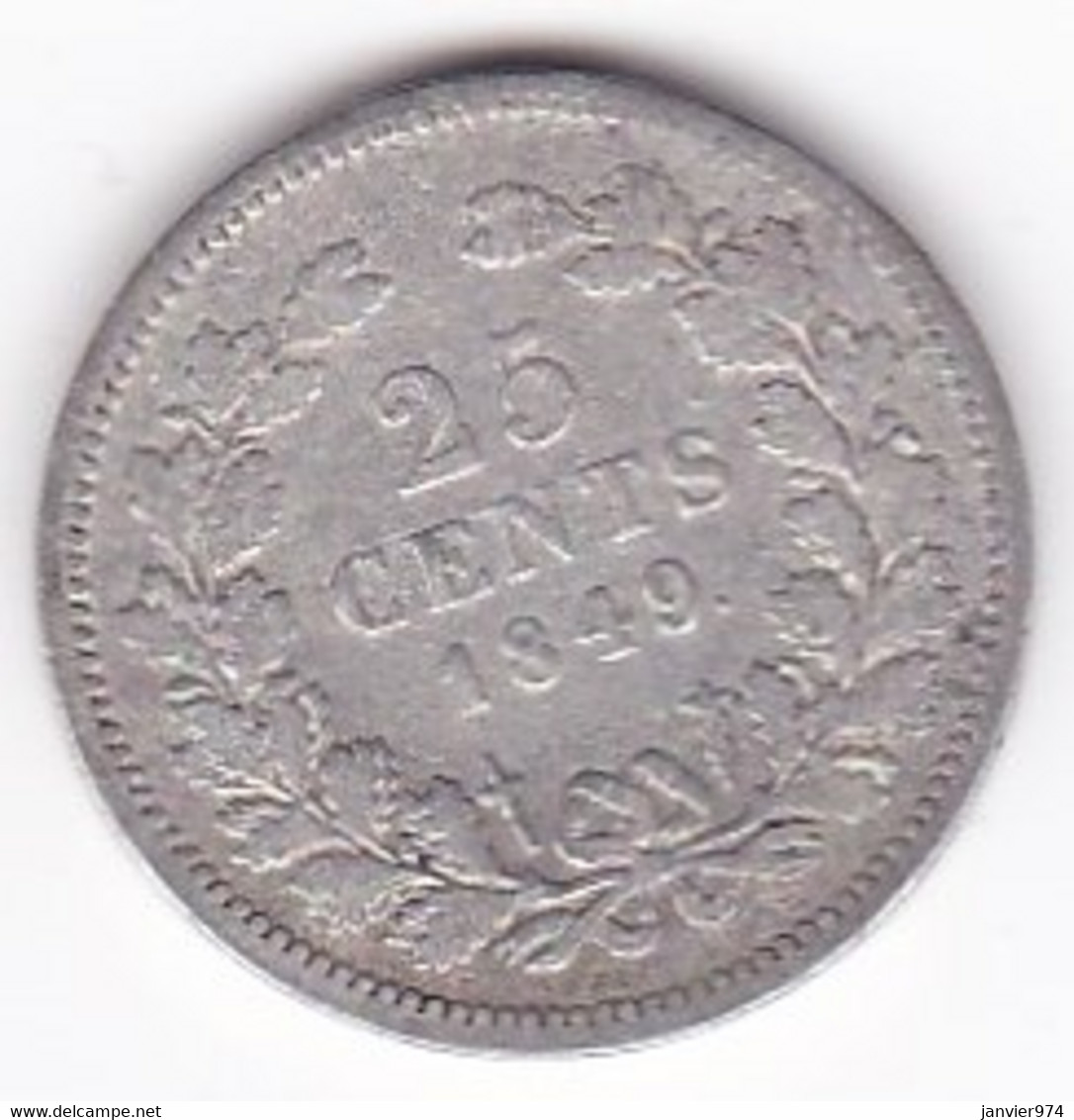 Pays Bas 25 Cents 1849. William II. Argent. KM# 76 - 1840-1849: Willem II.