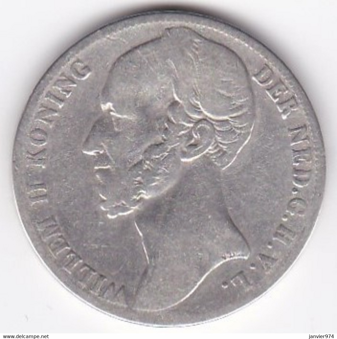 Pays-Bas, 1 Gulden 1848, WILLEM II, En Argent, KM# 66 - 1840-1849 : Willem II