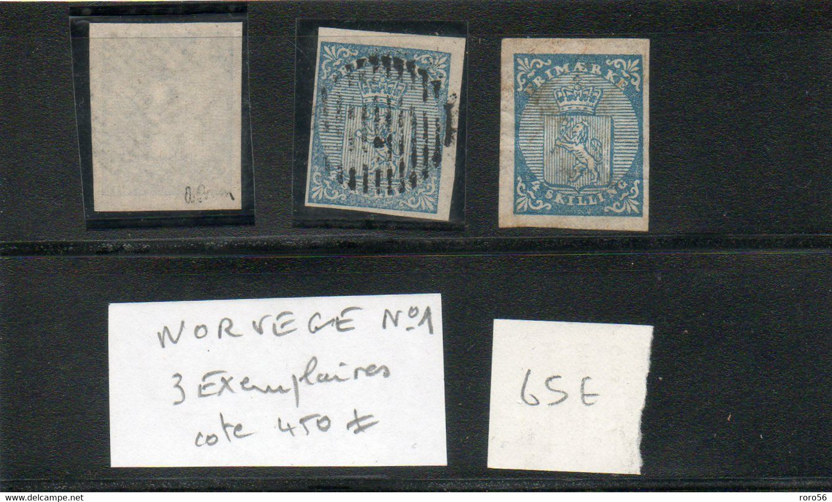 Norvège No1 X3 Exemplaires ,1 Signé A.Brun - Used Stamps