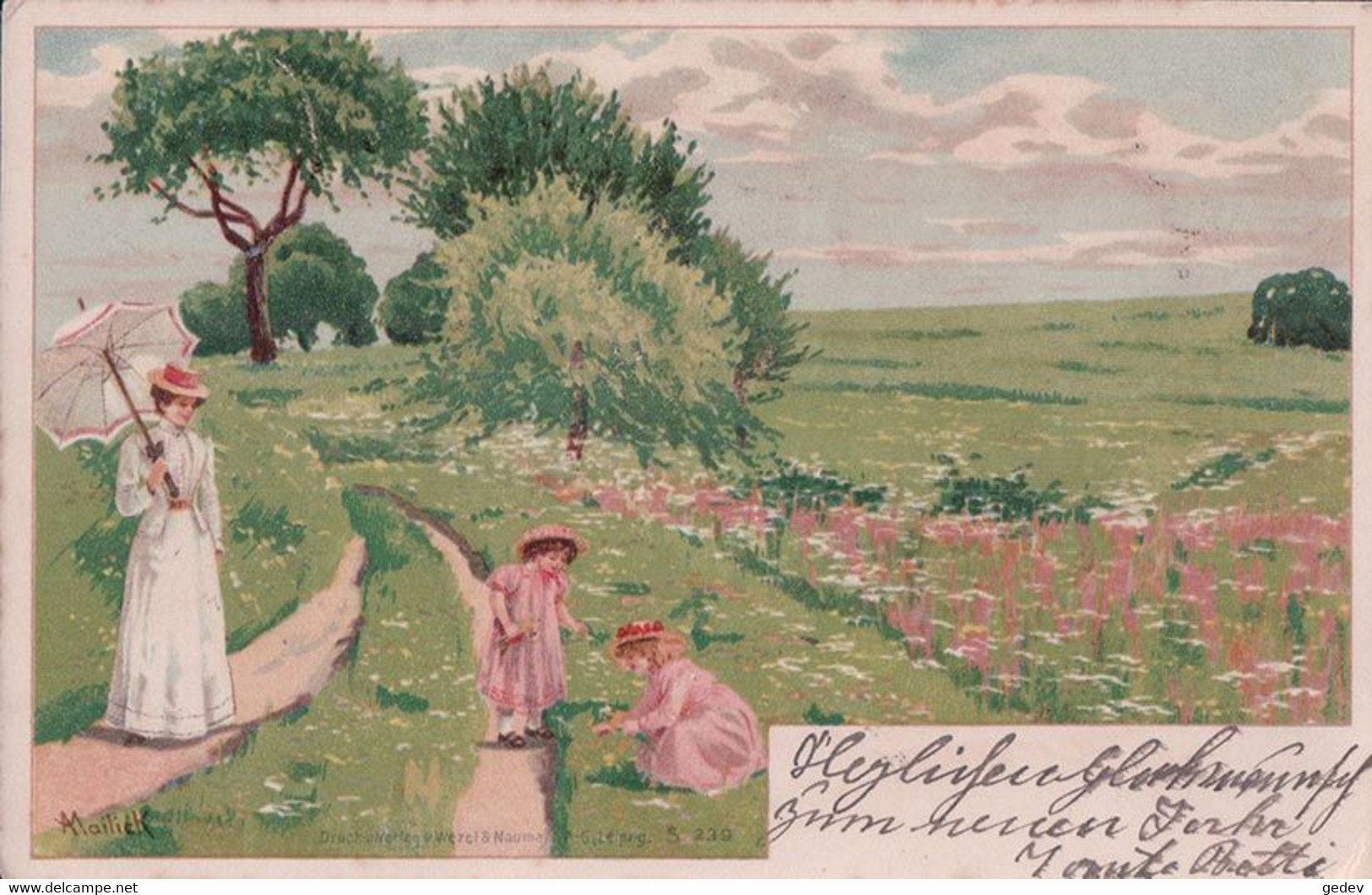 Mailick Alfred, Mère Et Enfants Cueillant Des Fleurs (239) - Mailick, Alfred