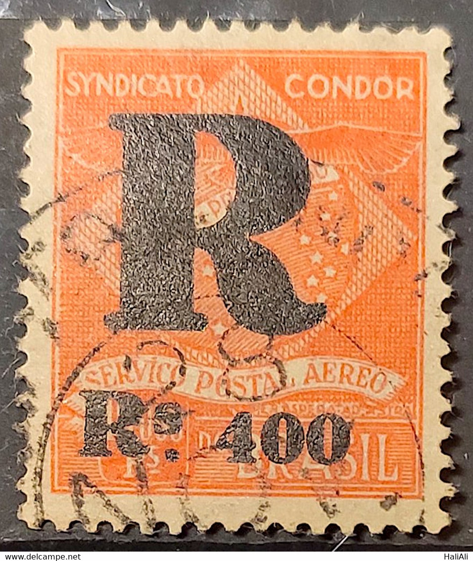 K8 Brazil Stamp Syndicato Condor Registration Fee Black Overcharge 1928 Circulated - Other & Unclassified