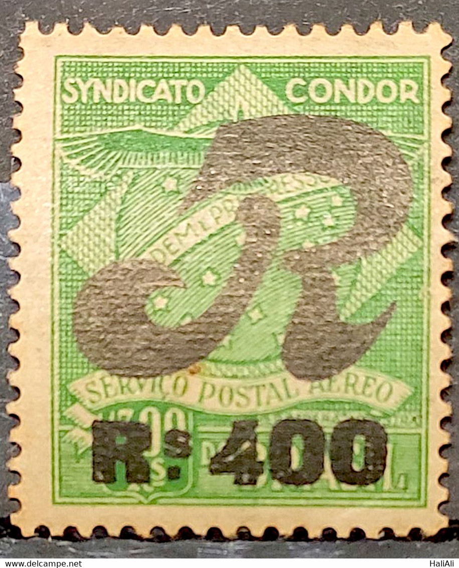 K10 Brazil Stamp Syndicato Condor Registration Fee Black Overcharge 1928 - Autres & Non Classés