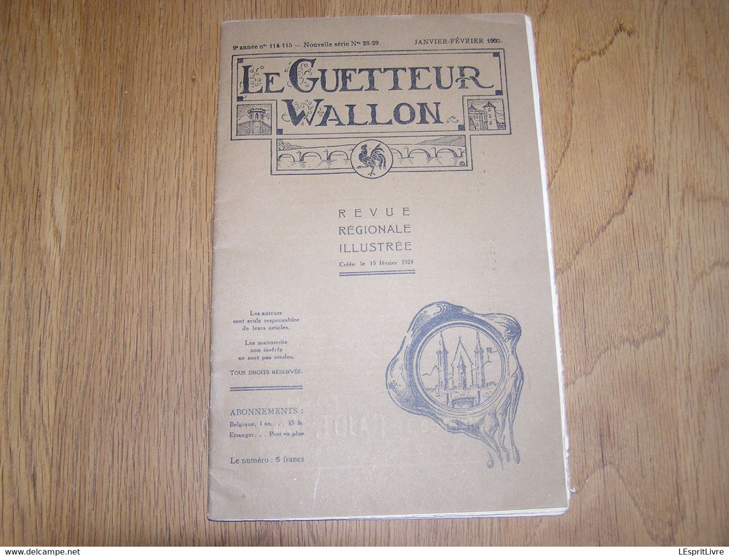 LE GUETTEUR WALLON Janvier Février 1933 9 ème Année 114 115 Régionalisme Folklore Prisons Namur Guillotine Pénitencier - Belgique