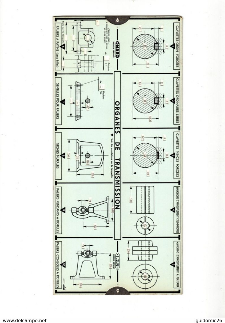 Abaque Règle Omaro , Paris, 12 X 26 Cm , Organes De Transmission - Other & Unclassified