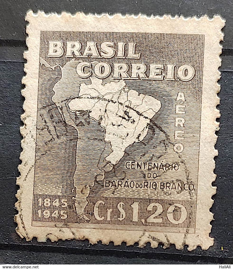 A 59 Brazil Stamp Air Centenary Barao Do Rio Branco Diplomacy Rights Map 1945 Circulated - Other & Unclassified