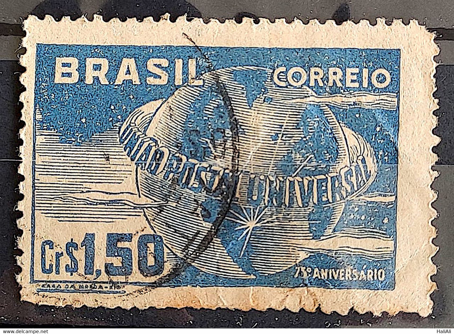 C 248 Brazil Stamp Universal Postal Union UPU Map Postal Service1949 Circulated 1 - Autres & Non Classés