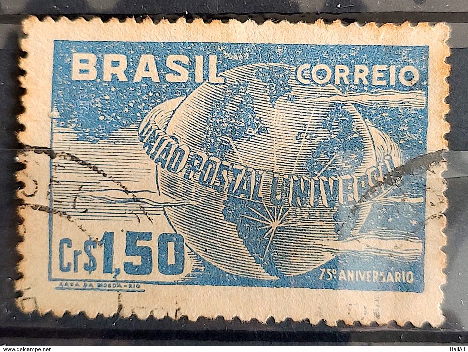 C 248 Brazil Stamp Universal Postal Union UPU Map Postal Service1949 Circulated 2 - Sonstige & Ohne Zuordnung