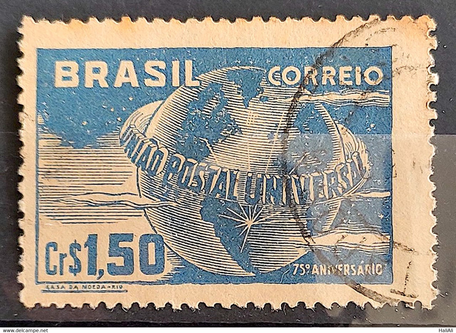 C 248 Brazil Stamp Universal Postal Union UPU Map Postal Service1949 Circulated 3 - Other & Unclassified