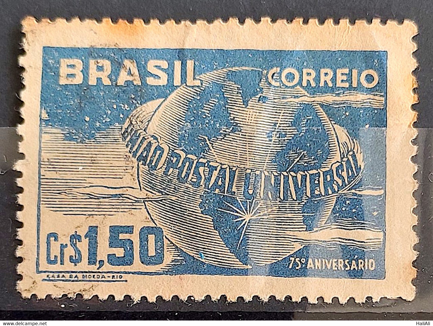 C 248 Brazil Stamp Universal Postal Union UPU Map Postal Service1949 Circulated 4 - Other & Unclassified