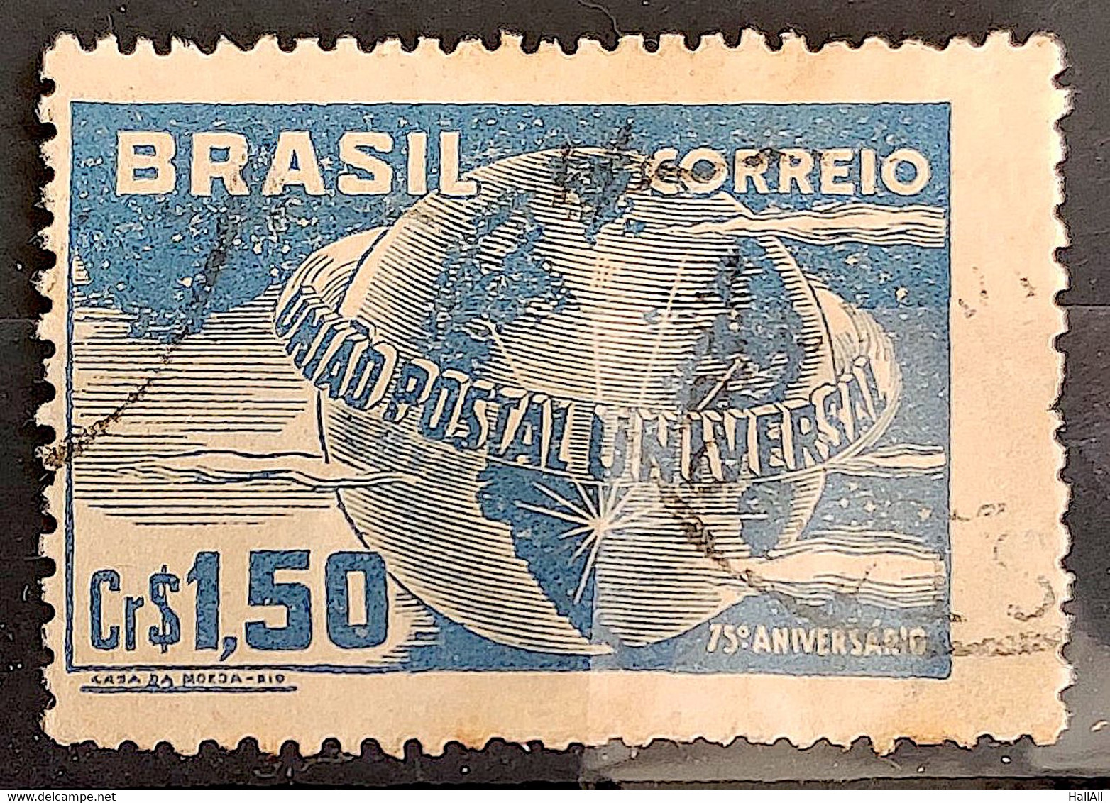 C 248 Brazil Stamp Universal Postal Union UPU Map Postal Service1949 Circulated 6 - Other & Unclassified