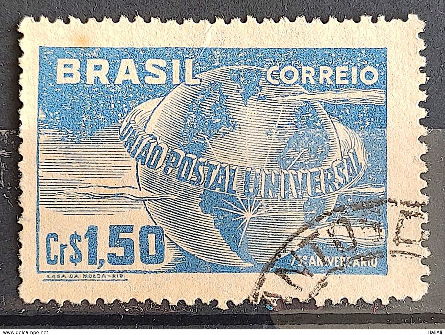 C 248 Brazil Stamp Universal Postal Union UPU Map Postal Service1949 Circulated 13 - Otros & Sin Clasificación