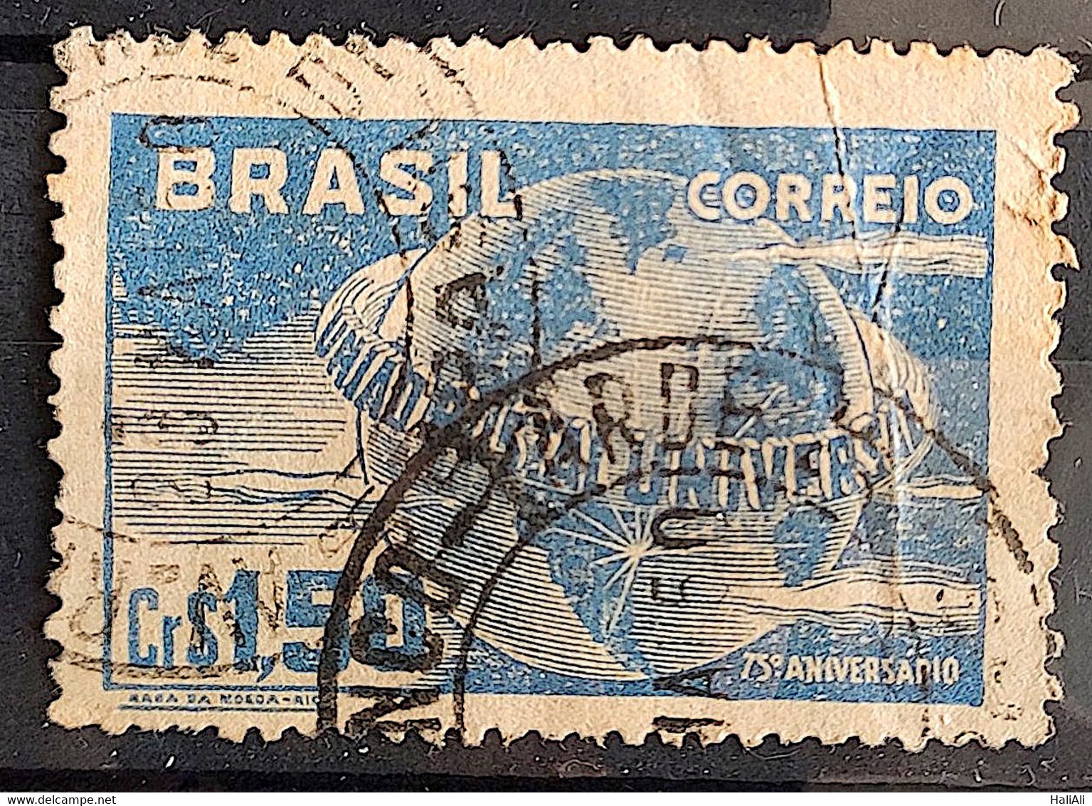 C 248 Brazil Stamp Universal Postal Union UPU Map Postal Service1949 Circulated 15 - Andere & Zonder Classificatie