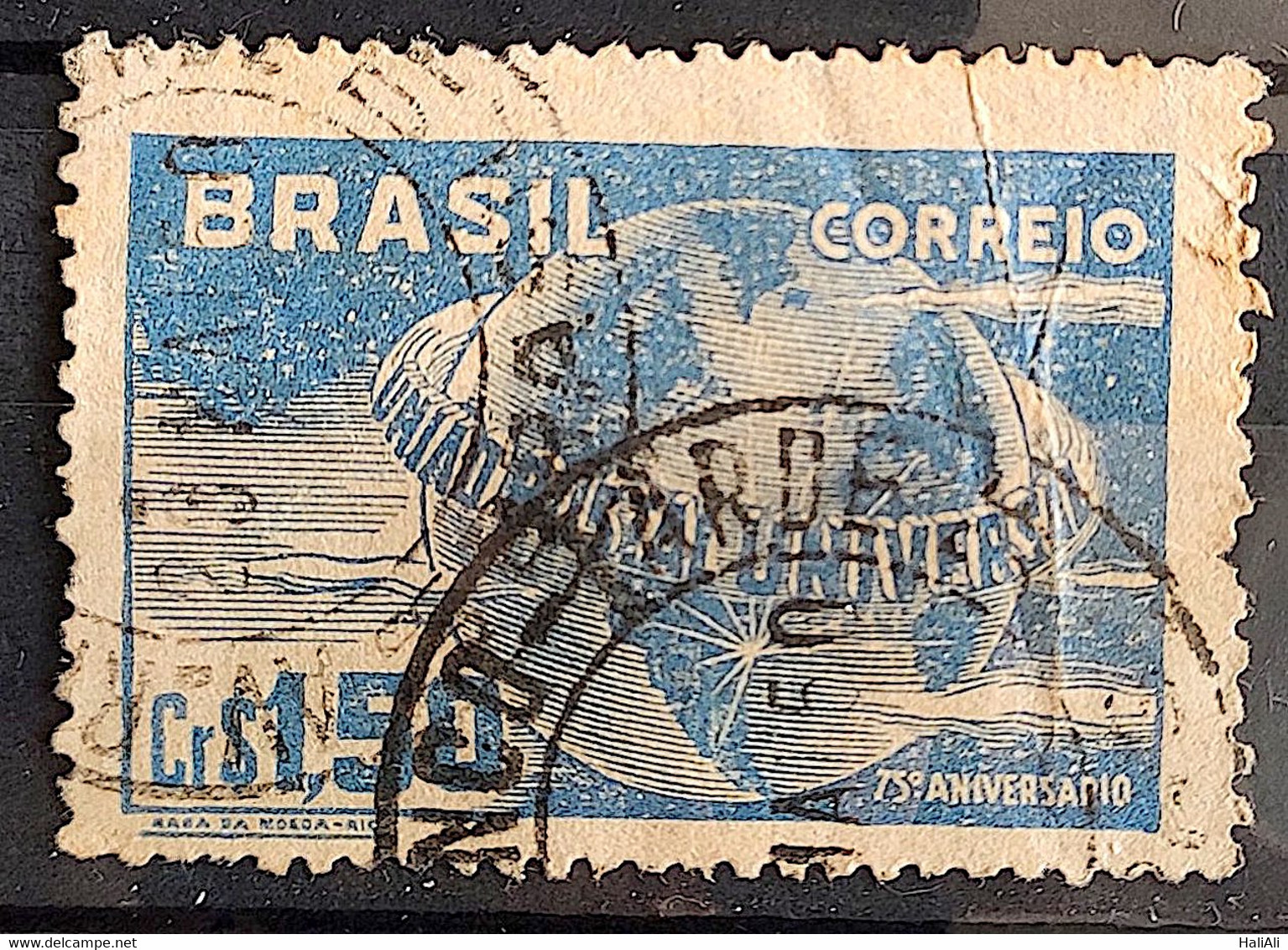 C 248 Brazil Stamp Universal Postal Union UPU Map Postal Service1949 Circulated 15 - Sonstige & Ohne Zuordnung