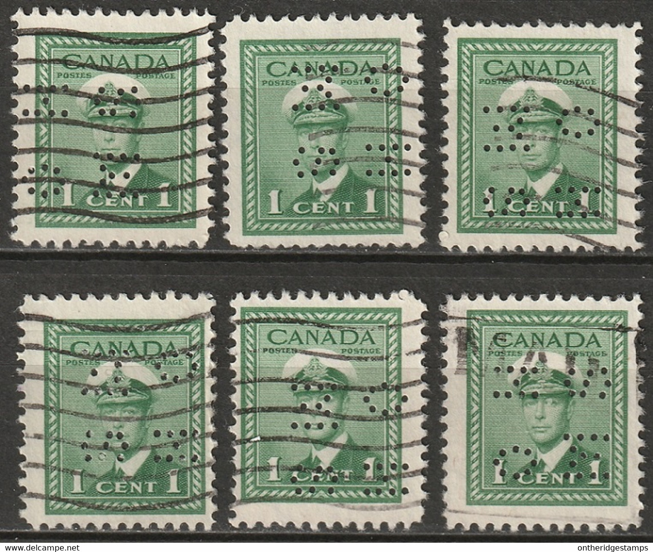 Canada 1942 Sc O249  Used OHMS Perfin Selection - Perforiert/Gezähnt