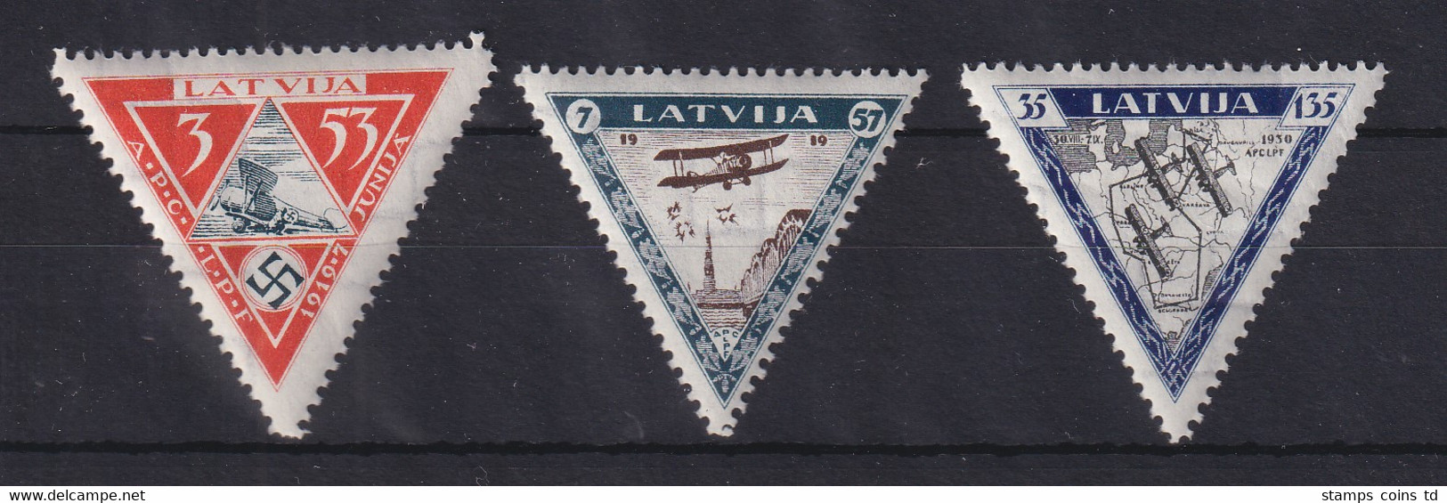 Latvija / Lettland 1933 Flugpost Flieger-Hilfsfonds Mi-Nr. 225-227 A Satz ** - Latvia