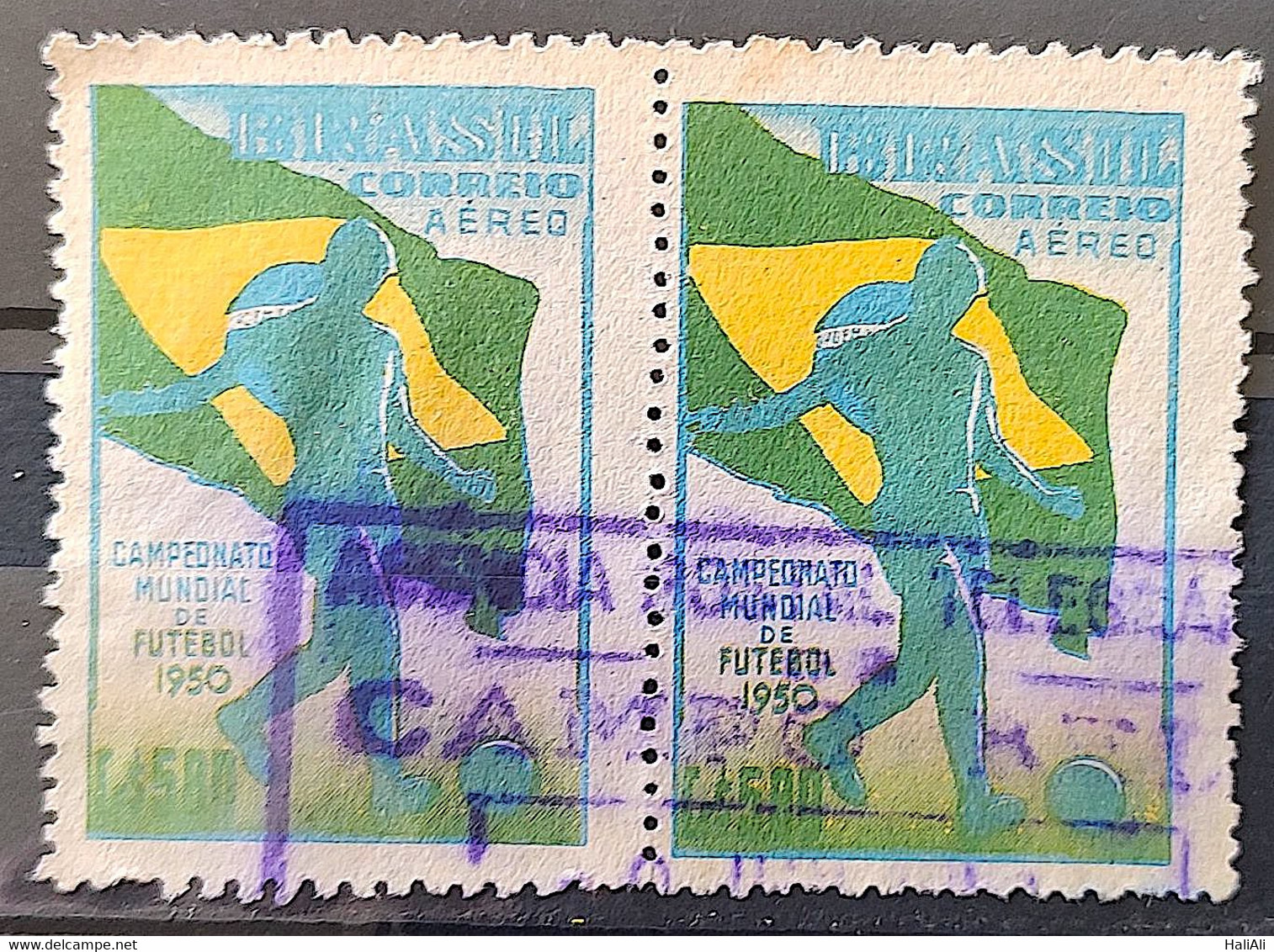 A 76 Brazil Stamp Football World Cup Soccer Flag 1950 Dupla 2 - Autres & Non Classés