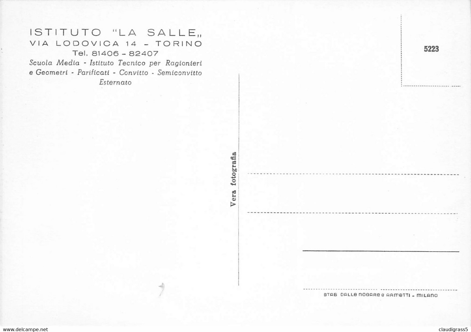 2093"TORINO-ISTITUTO LA SALLE-AULA" ANNI 50 - Unterricht, Schulen Und Universitäten