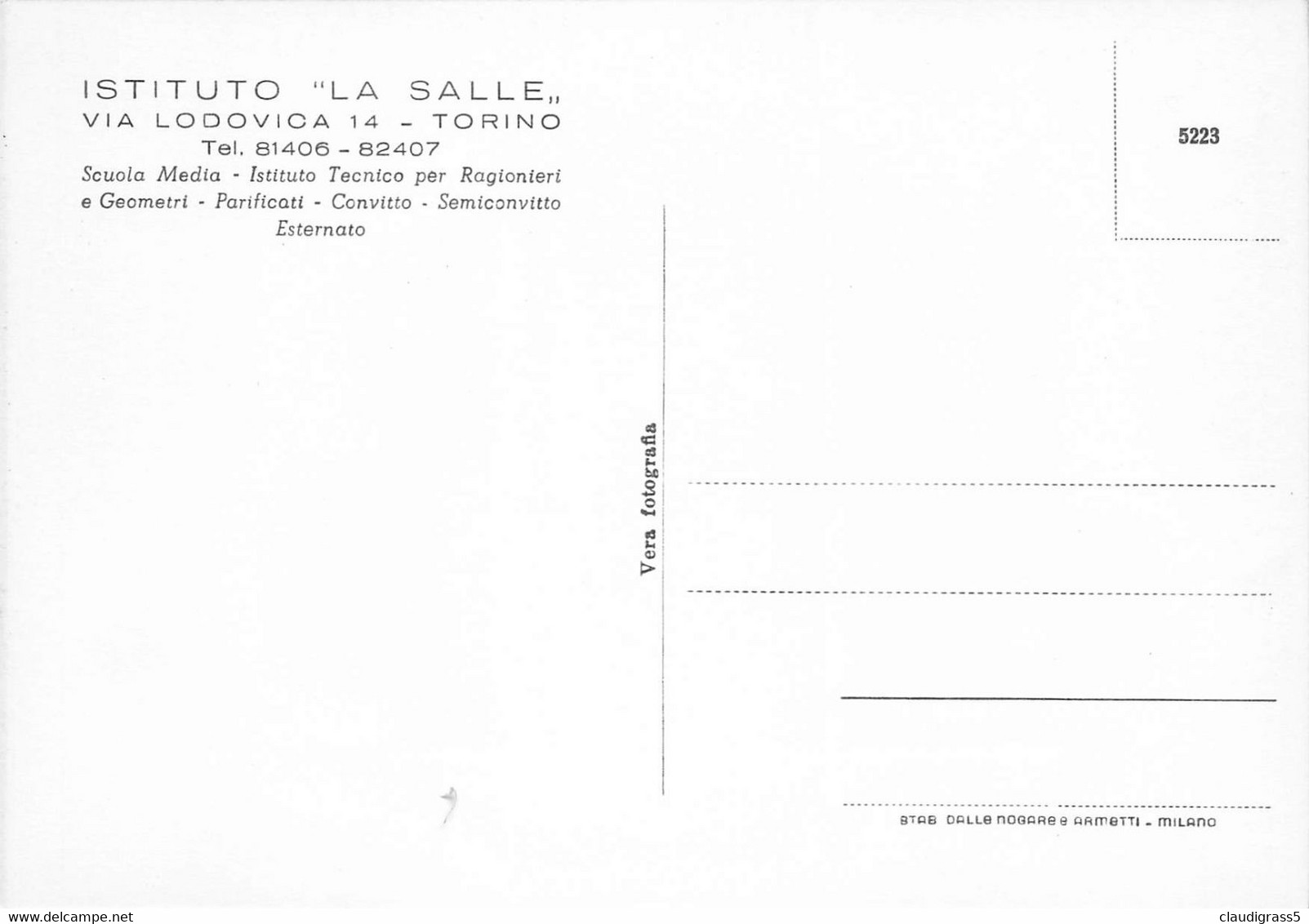 2093"TORINO-ISTITUTO LA SALLE-AULA" ANNI 50 - Enseñanza, Escuelas Y Universidades