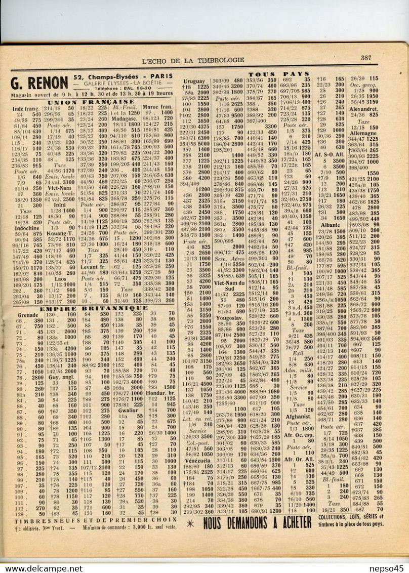 Timbrologie.1er Juillet 1958.le Centenaire Des " Tête D'Aurochs " Oblitérations Coloniales.planches à Coins Datés. - Français (àpd. 1941)