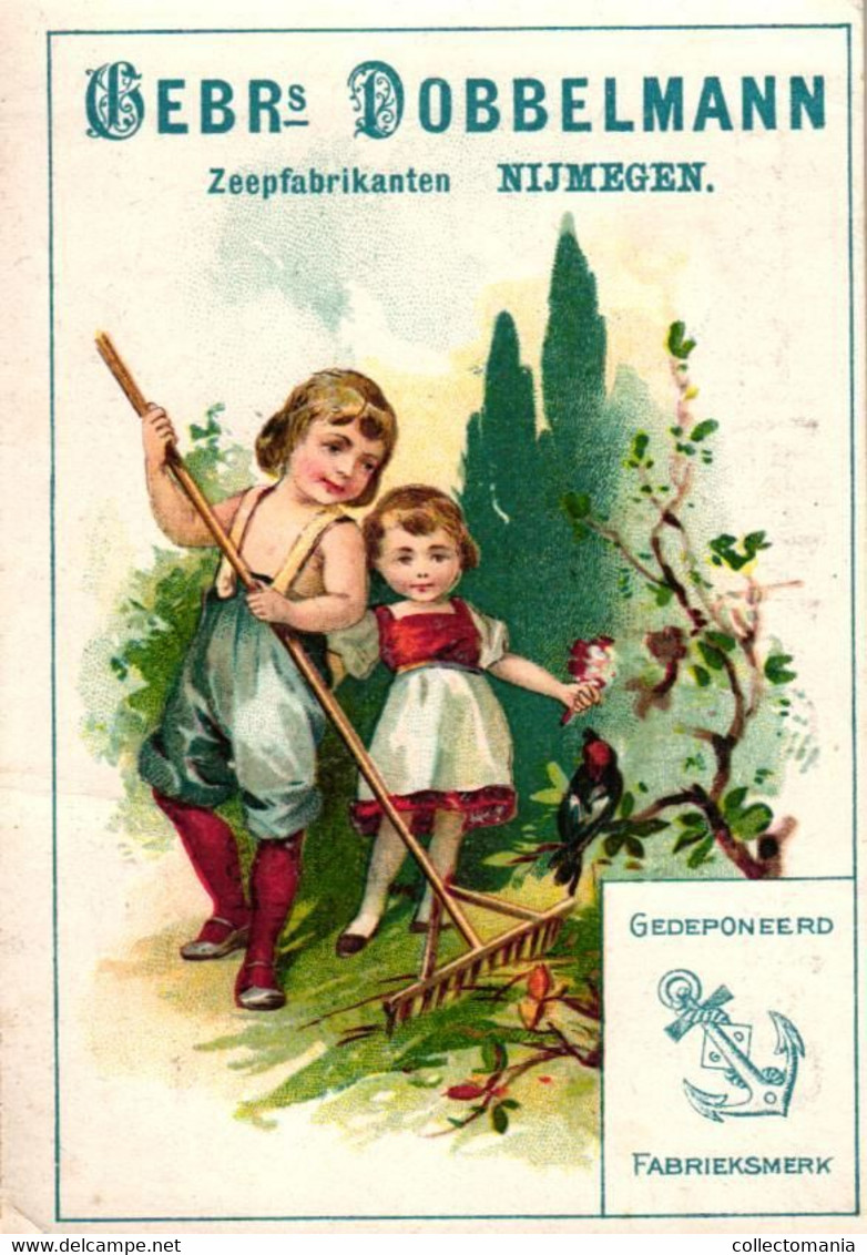 9 Card Gebroeders Dobbelmann Zeepfabrikanten Nijmegem Nederland, zeer mooie staat, reklame kaartjes, litho anno 1890